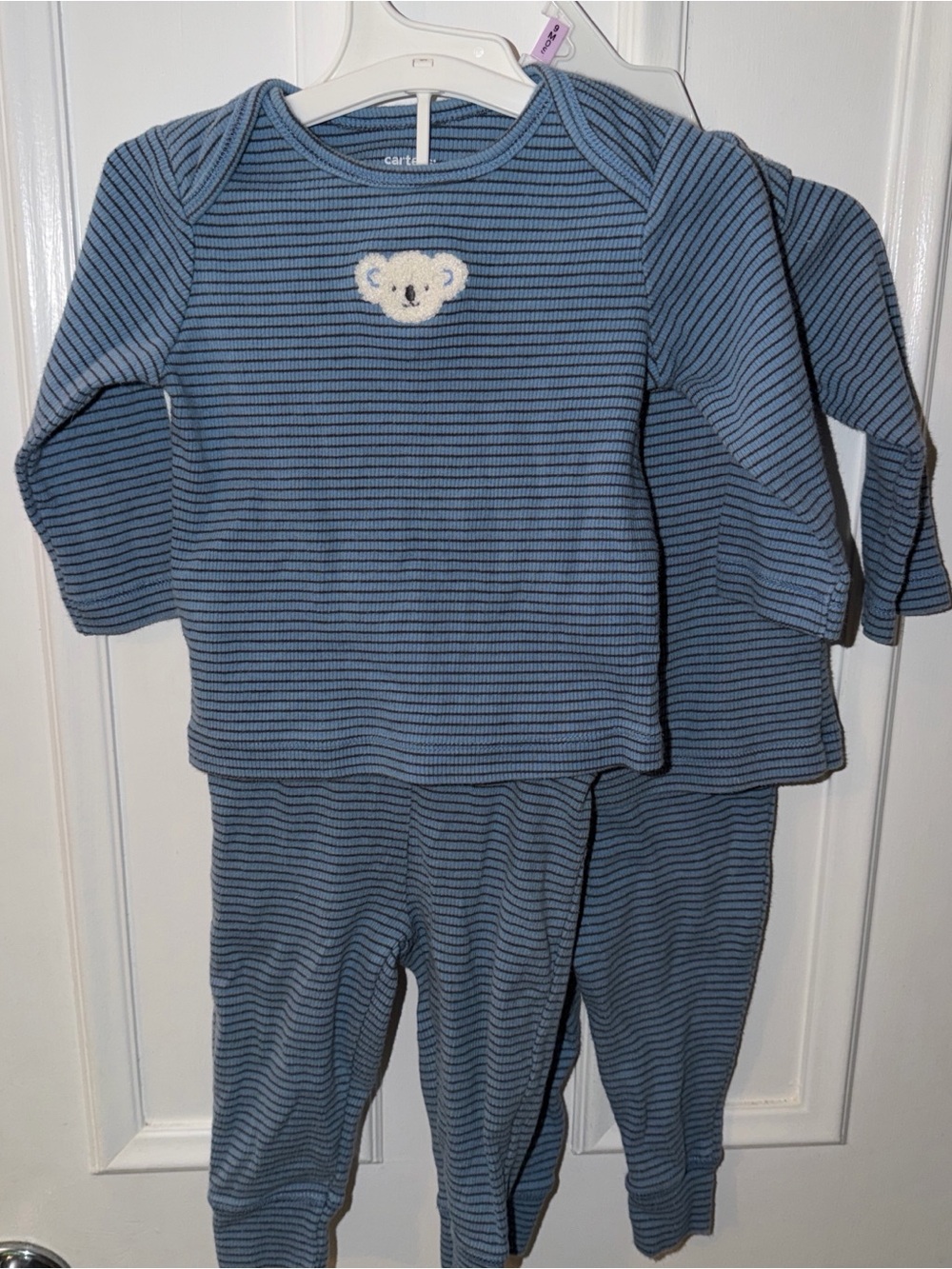 Carter's Blue and Navy Striped Bear Pajama Set